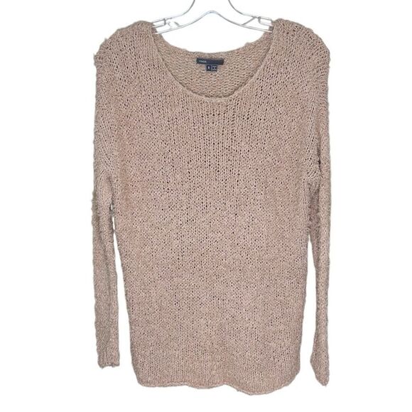Vince - Fuzzy Eyelash, Hand Knit, Boatneck Sweater in “Nude" - Size S, Tan - Picture 5 of 10